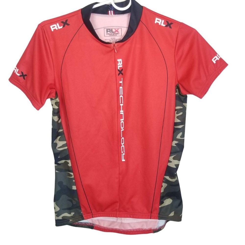 RLX Polo Sport Womens M Red Camo Side Short Sleeve